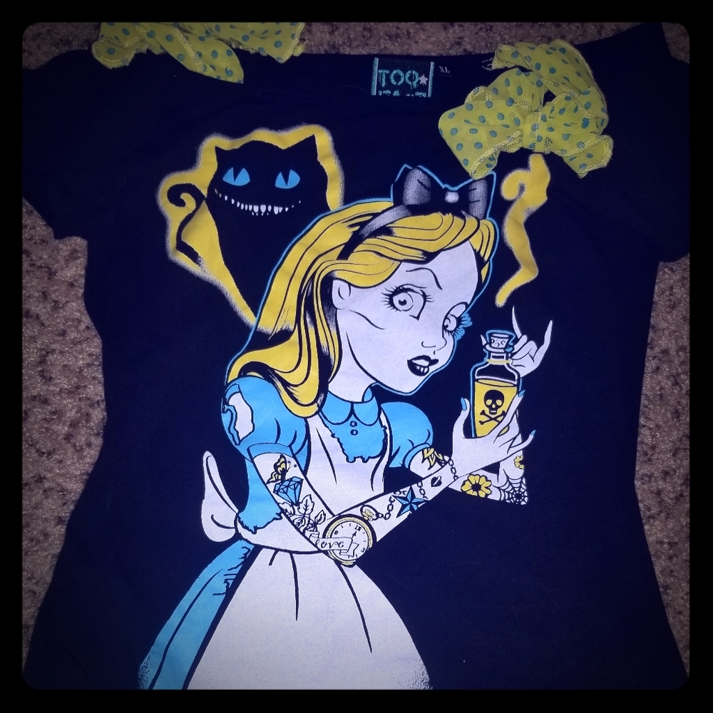 Too Fast Alice in Wonderland Off Shoulder Top